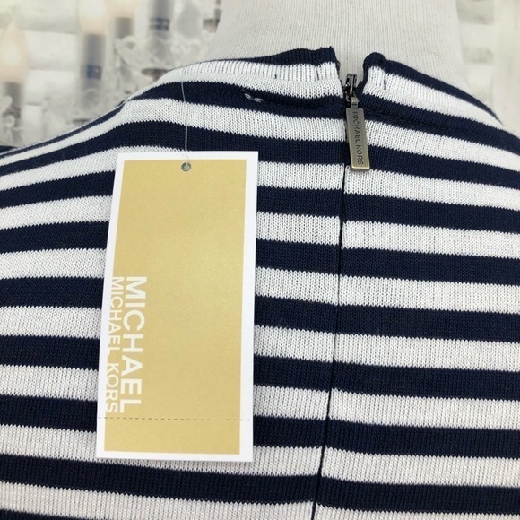 Michael Kors Small Dress Blue White Striped Asymmetrical Stretch Sleeveless NEW - Picture 8 of 8